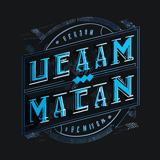 a logo with the word LEAN and CHECK, blue tones, blue color, company, industrial, vector, black background, production