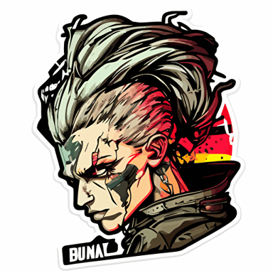 bad bonny, , sticker, vector, white backgraund, contour, cartoon style, Watercolor,Cyberpunk