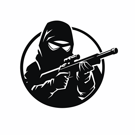 counter strike logo vector style, black on white background, flat desing, simple