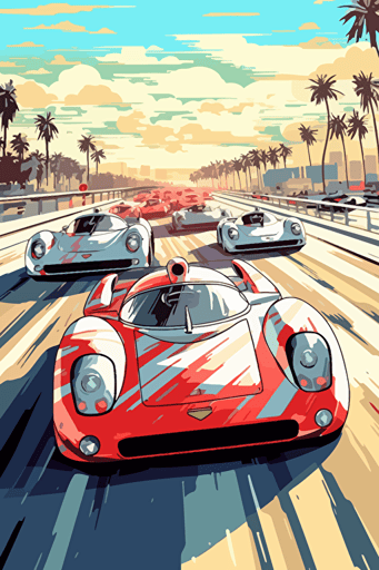 car racing sport event in cartoon vector style,