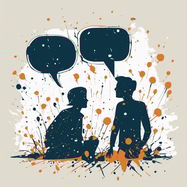 two people talking with chat bubbles