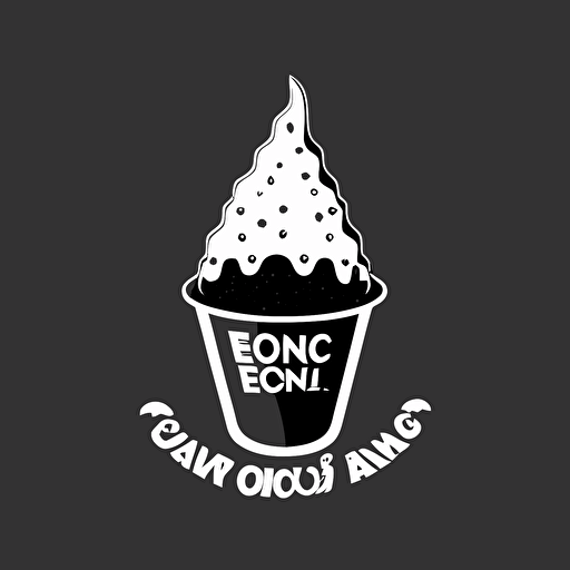 modern fun logo of ice and juice snow-cone in a cup black vector white background