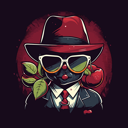 a "cherry" fruit dressed up as an original gangster, vector illustration, flat detail, hip hop style.