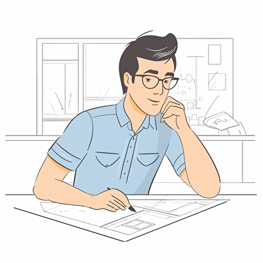 flat vector drawing of an architect