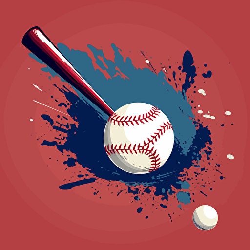 vector illustration of a baseball being hit by a baseball bat in red, white and blue colors