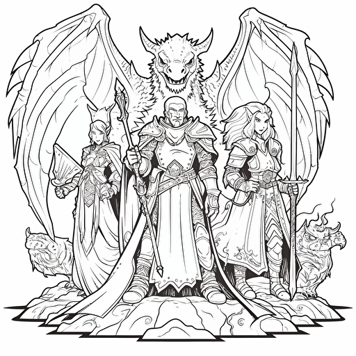 DND Fantasy No Shadow Cartoon Coloring page Vector Simple