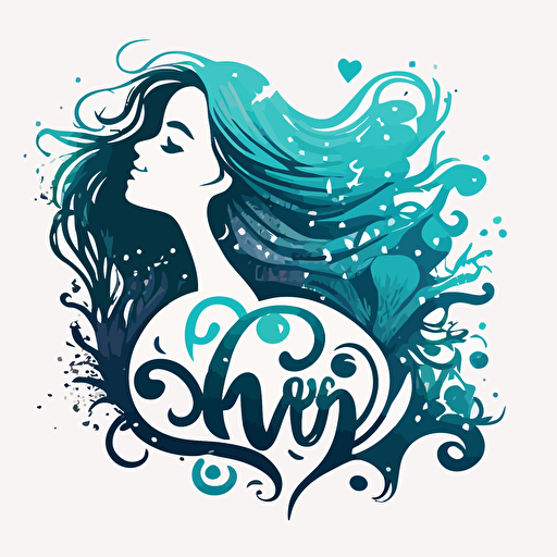 mermaid, logo, vector, simple, happy, love
