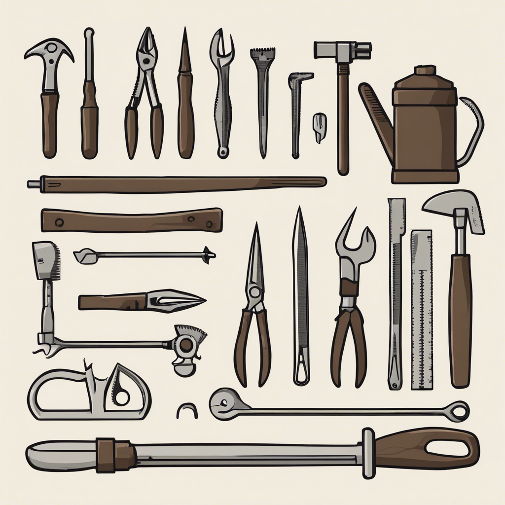 Neatly arranged tools in a workshop., illustration in the style of Matt Blease, illustration, flat, simple, vector