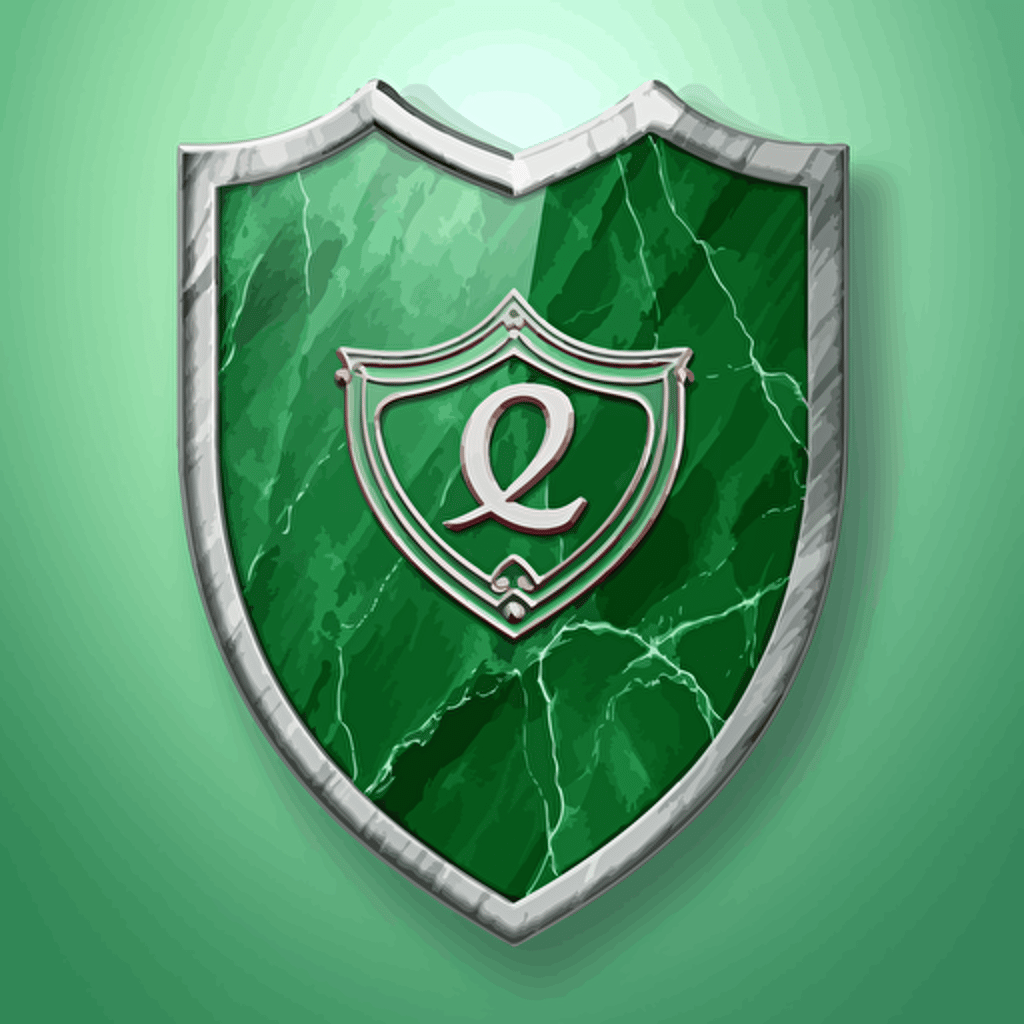 "OZ" emblem on a marble green shield, vector,