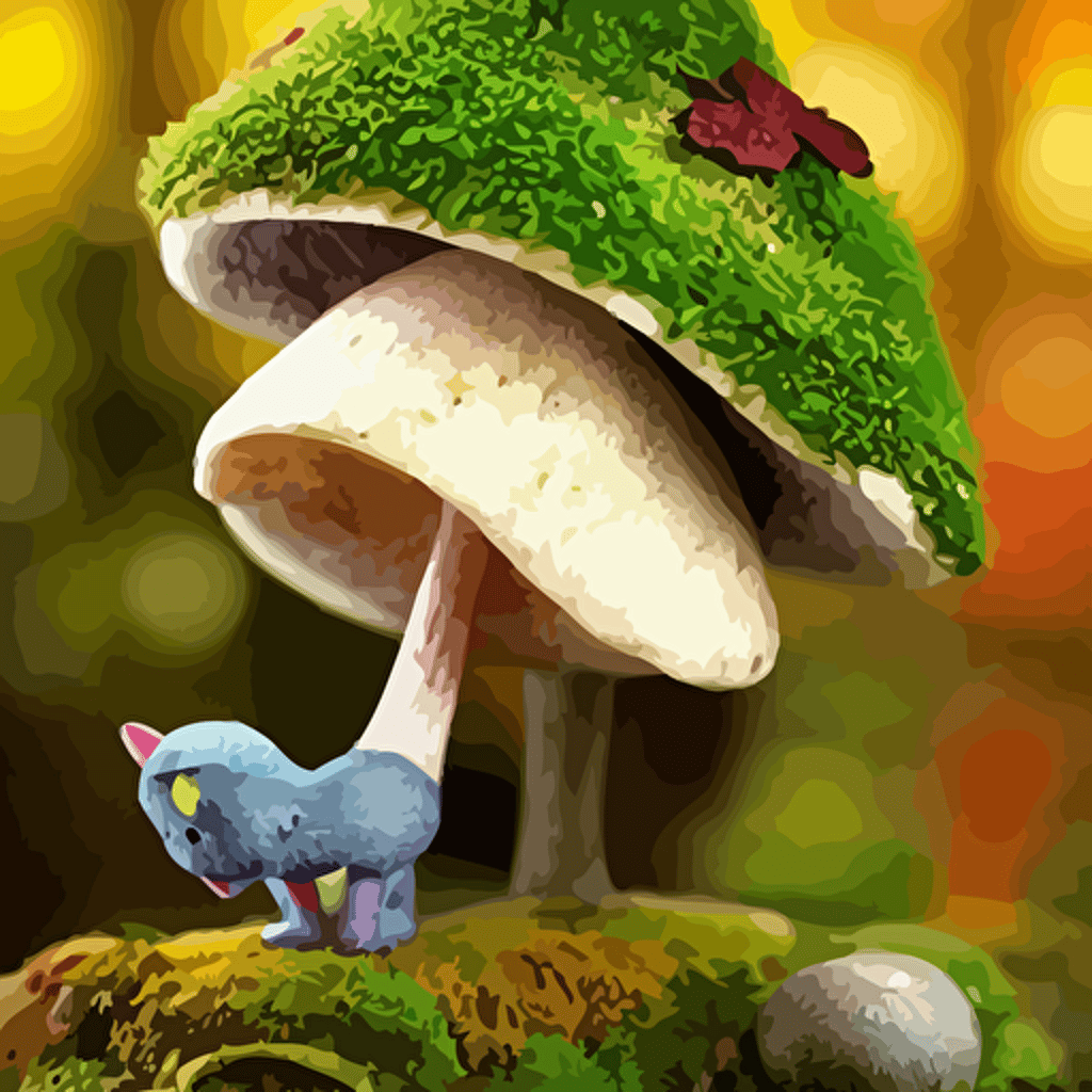 manga cover portrait extremely cute adorable beautiful mushroom imp fairy covered moss harvest fall vibrance 3d render diorama hayao miyazaki official studio ghibli color graflex macro photograph pixiv daz studio 3d