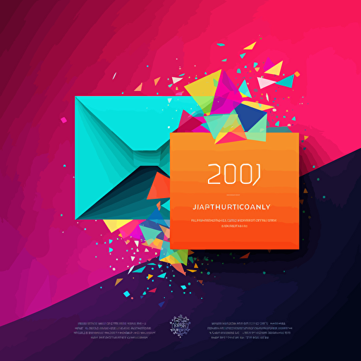 email invitation, End of Year celebration, vector, bright contrasting colors, simple but beautiful 3:2