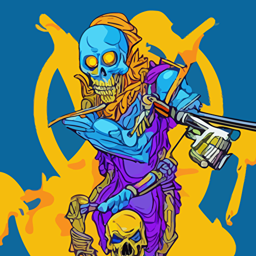 rockstar skeletor art brian miller sticker colorful illustration highly detailed simple smooth clean vector curves jagged lines vector art smooth