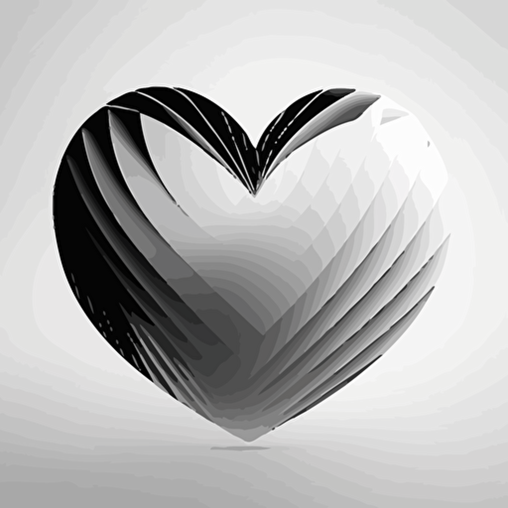 A minimalist heart on a white background, vector style in back and white