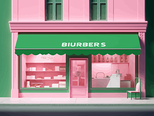 butcher's shop on pink millenium background vector illustration illustration, in the style of rendered in unreal engine, hiroshi nagai, light white and green, detailed world-building, carl kleiner, soft-focus