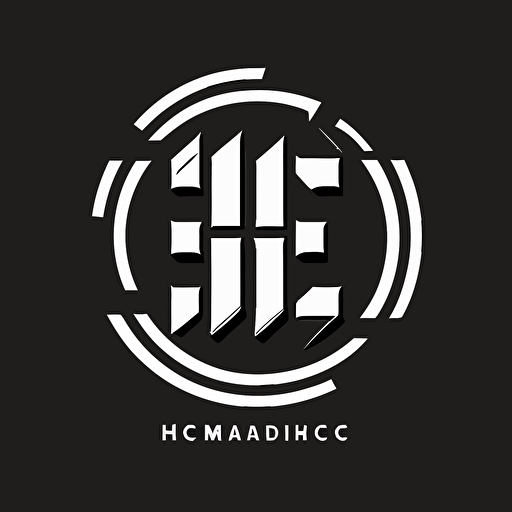 Black and white modern logo with the letters H and C, 45 degree angles flat vector