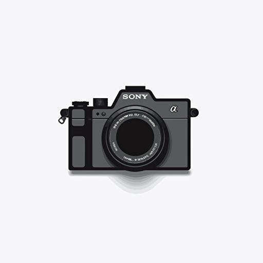minimalist logo of sony camera that has a gun clip and handle attached to it, black vector, on white background