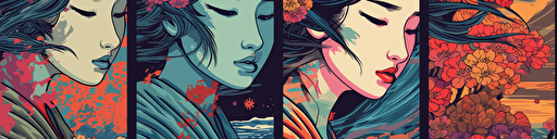 vibrant woke 2d vector art ukiyo-e