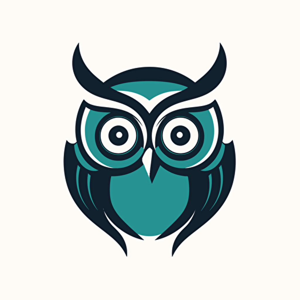 Owl, logo, two colors only, in the style of minimalist, vector, minimalist, icon, simple, logo technique, comic vector illustration style, flat design, minimalist icon, flat, adobe illustrator, white background