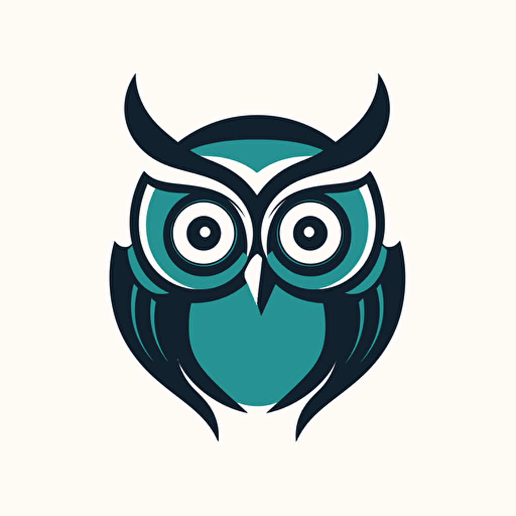 Owl, logo, two colors only, in the style of minimalist, vector, minimalist, icon, simple, logo technique, comic vector illustration style, flat design, minimalist icon, flat, adobe illustrator, white background