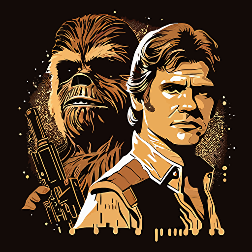 chewbacca and han solo, vector art