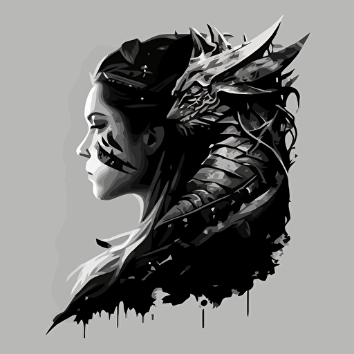 Lizard warrior clash with human warrior, vector art, scene from profile:: logo::1 grayscale color::1