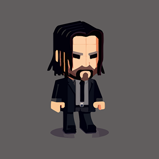 john wick with very big head and small legs, 2d, vector art, cartoon, sprites