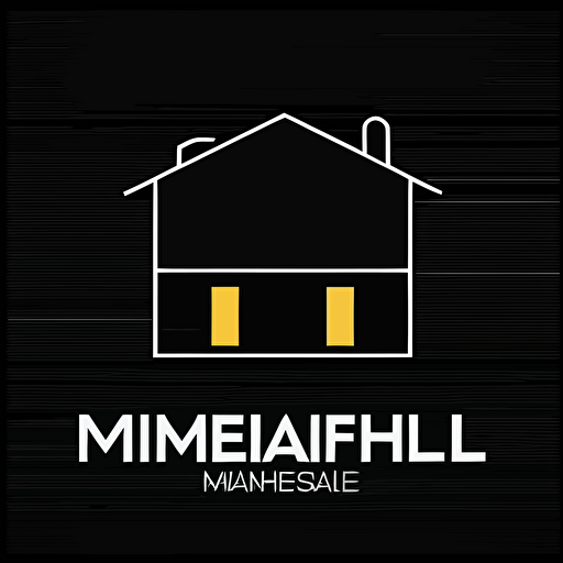 simple minimal logo of a house, flat vector style of massimo vignelli, black background