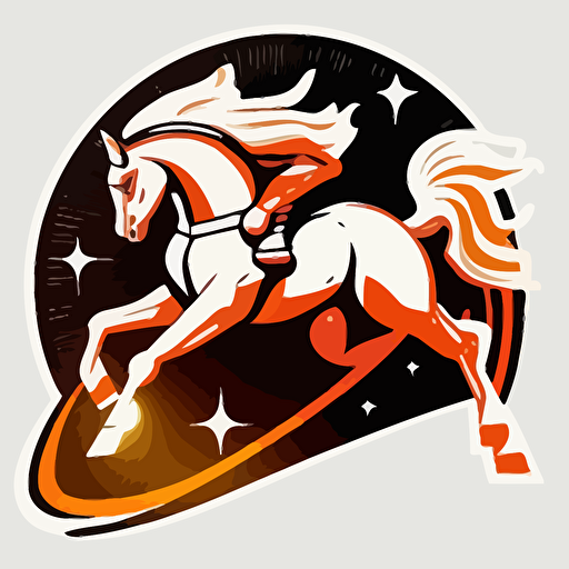 centaur in space, vector logo, vector art, emblem, simple cartoon, 2d, no text, white background