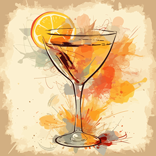 old fashioned cocktail,vector shapes, abstract paiting,vector,high detail