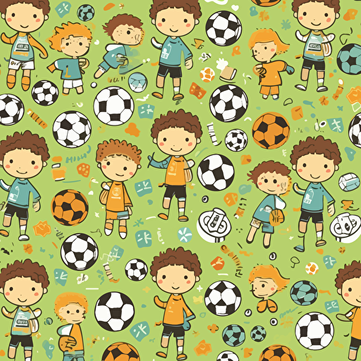 a boys soccer themed pattern print illustration vector clip art