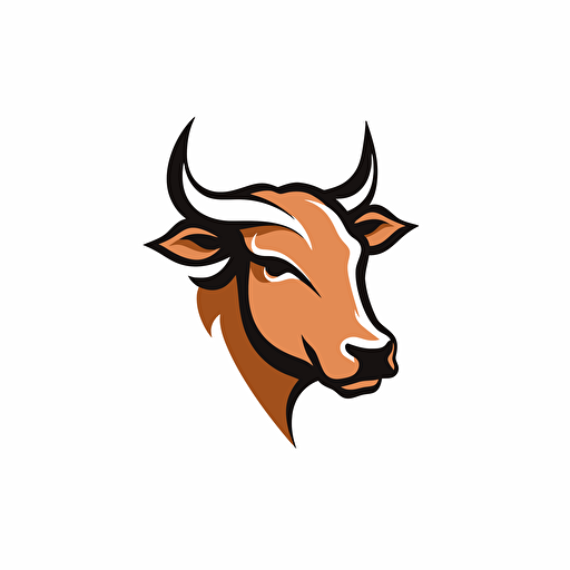 Cow wit horn logo simple and modern vector 2d