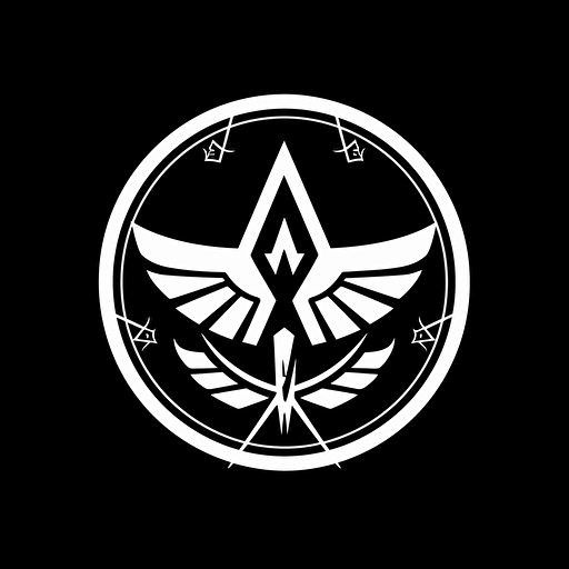 Assassin's Creed logo vector style, white on black background, flat desing, simple
