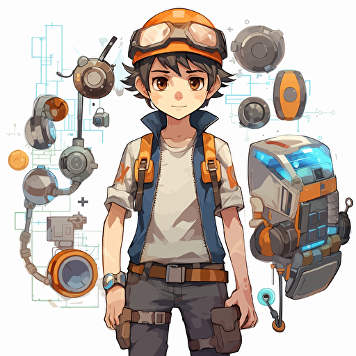 character 2d vector engineer anime boy