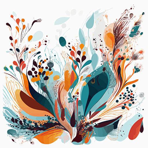 abstract pattern vector art of fluid botanicals on white backround ar 500:350