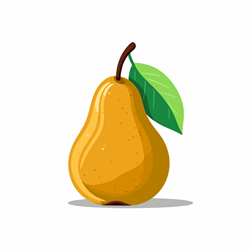 single pear without leaf, simple forms, flatart, 2D vector style, cartoon, white background, side view, horizontal
