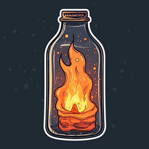 vector sticker a bottle with a flame