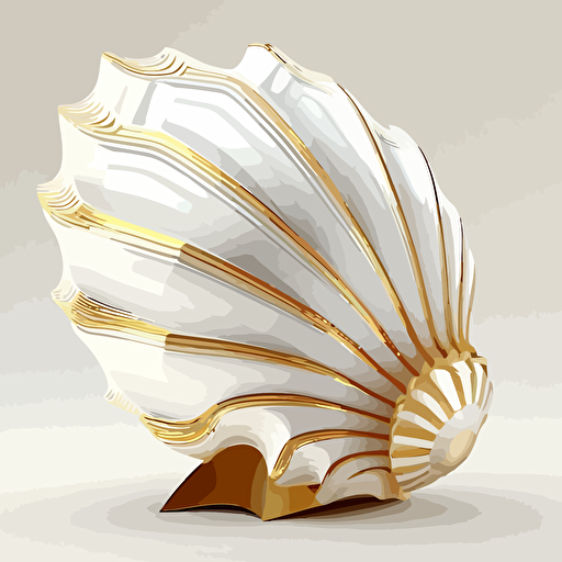 sea shell, white, scheme, medium contrast, no burn highlights, flat white background, octane render, v-ray , vector art,