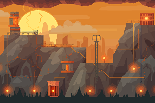 Design a game background, power elements, 2D vector style