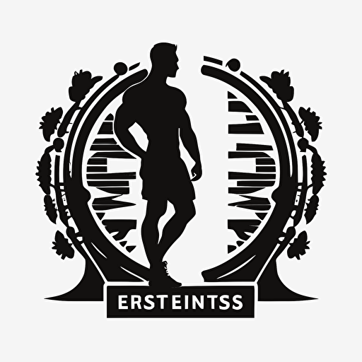 fitness silhouette, vector logo, vector art, emblem, 2d, in style of instagram