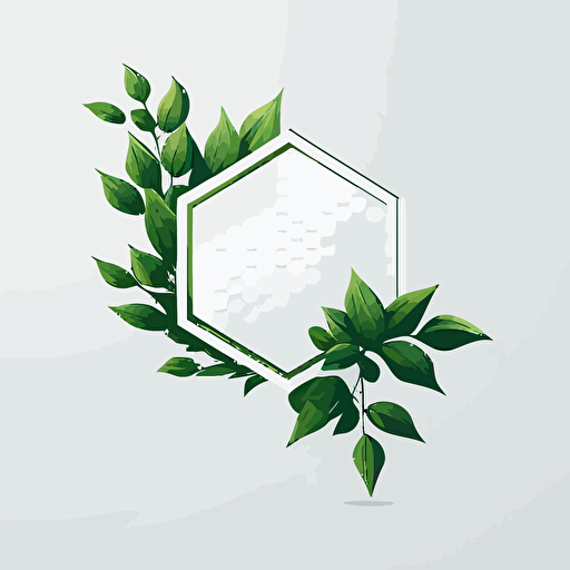 hexagonal leaf logo, simple, white background, vector logo