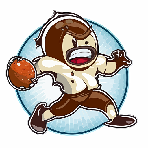 logo,mascot, simplistic, Jiggling jello throwing a brown NFL football, vector, white background