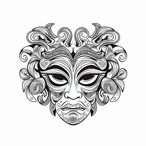 mask hanya No Shadow. Cartoon. Coloring page. Vector. Simple. background