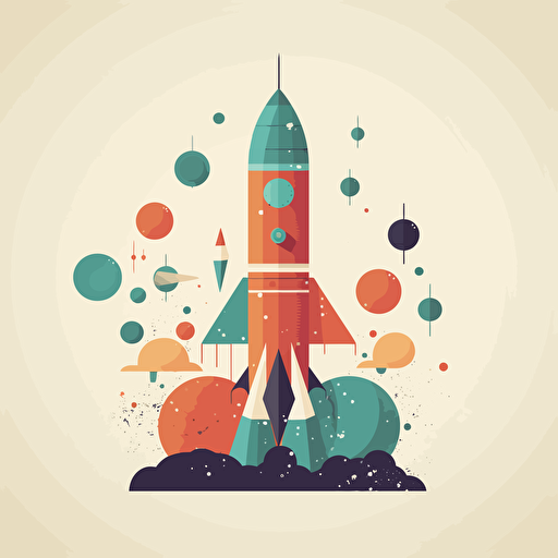 simple, geometric rocket ship 2d vector illustration
