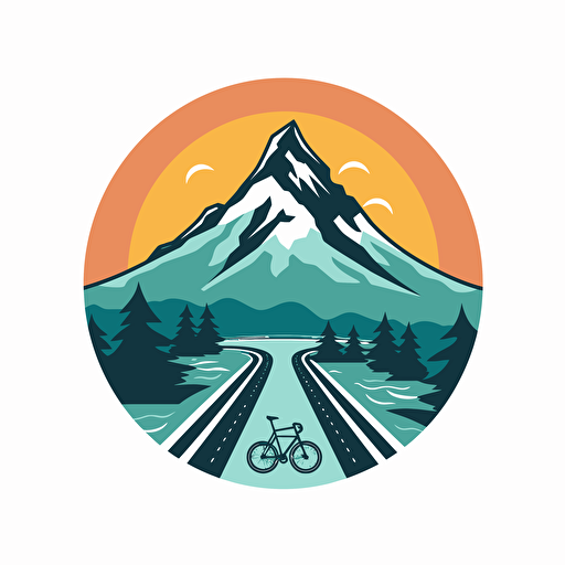 combined mountain and road bike flat vector logo