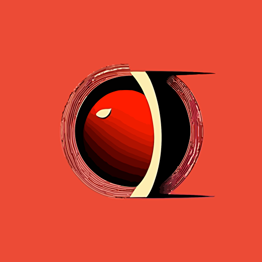optical illusion, Nuanced, retro, Ivan Chermayeff-inspired, minimalistic vector logo, sleek modern cherry icon, dynamic angle, abstract thought, subtle indirectness, simplicity