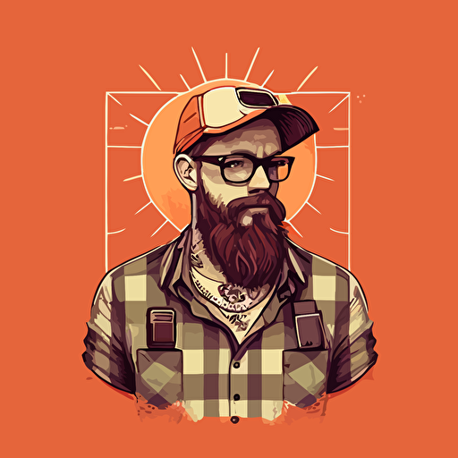 hipster solar installer, vector art, minimalistic