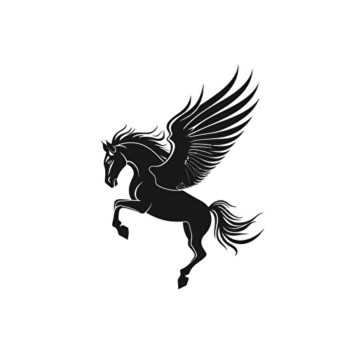 flying horse logo vector style minimal flat design black on white background