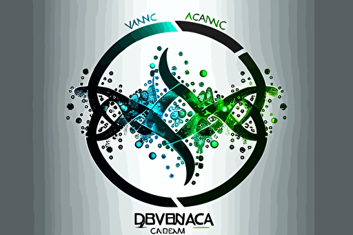 vector logo for a medical company, circle, dna, technology, green, blue, gray, clear