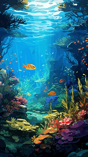 picturesque underwater scene, vector image, pdf format