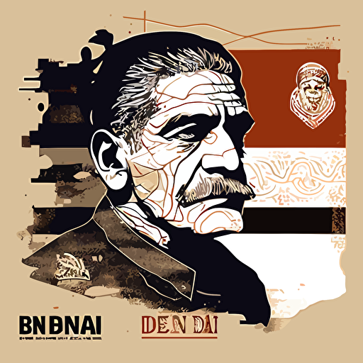 bid ben, vector, with text under the picture “English of Iraq”